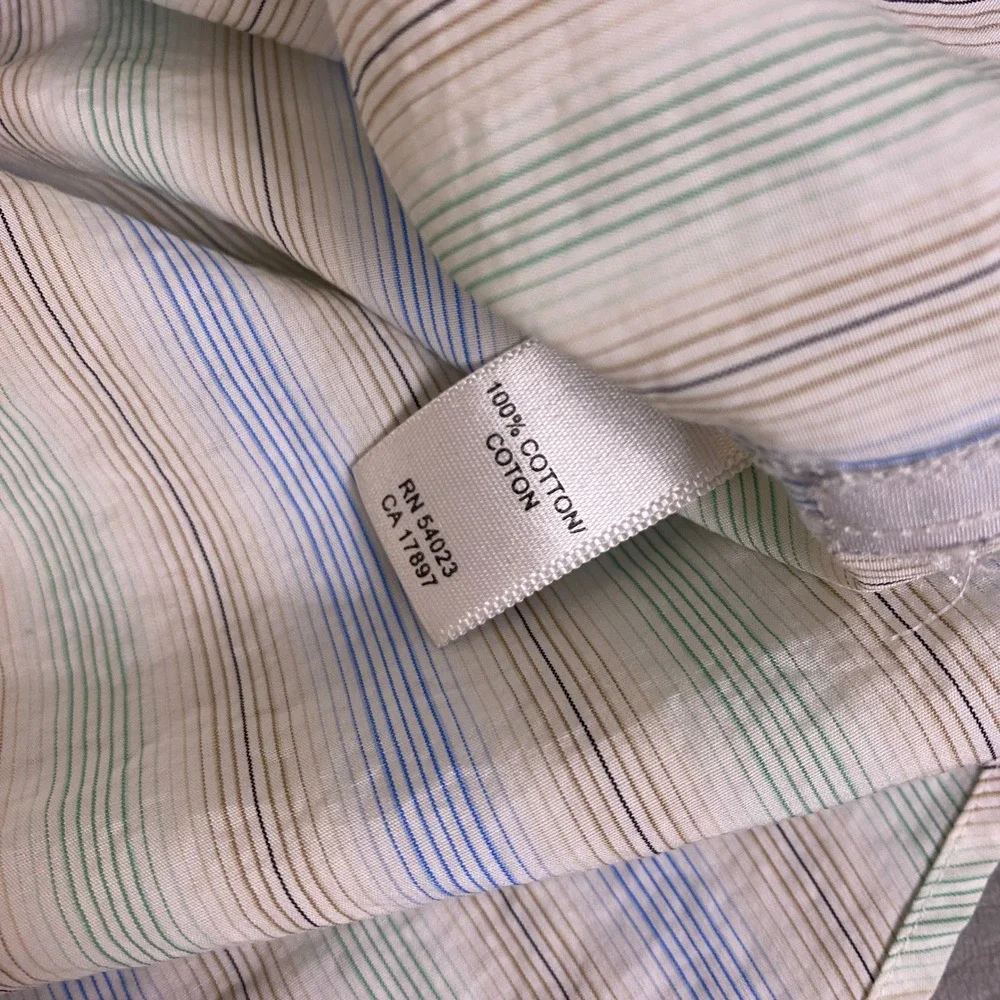 Banana Republic Button Down Shirt Mens M 15-15.5 Striped Blue Green White Cotton